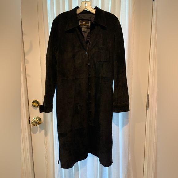 Brandon Thomas jet black suede coat never worn (10) front top pocket - Picture 1 of 4